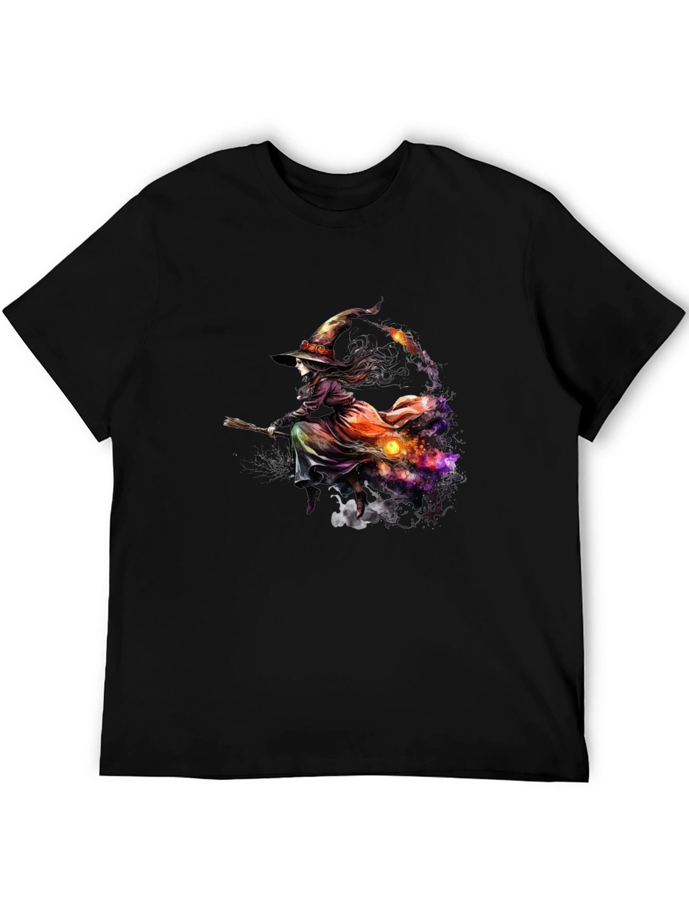 Black Witch Broom Halloween T-Shirt view 5