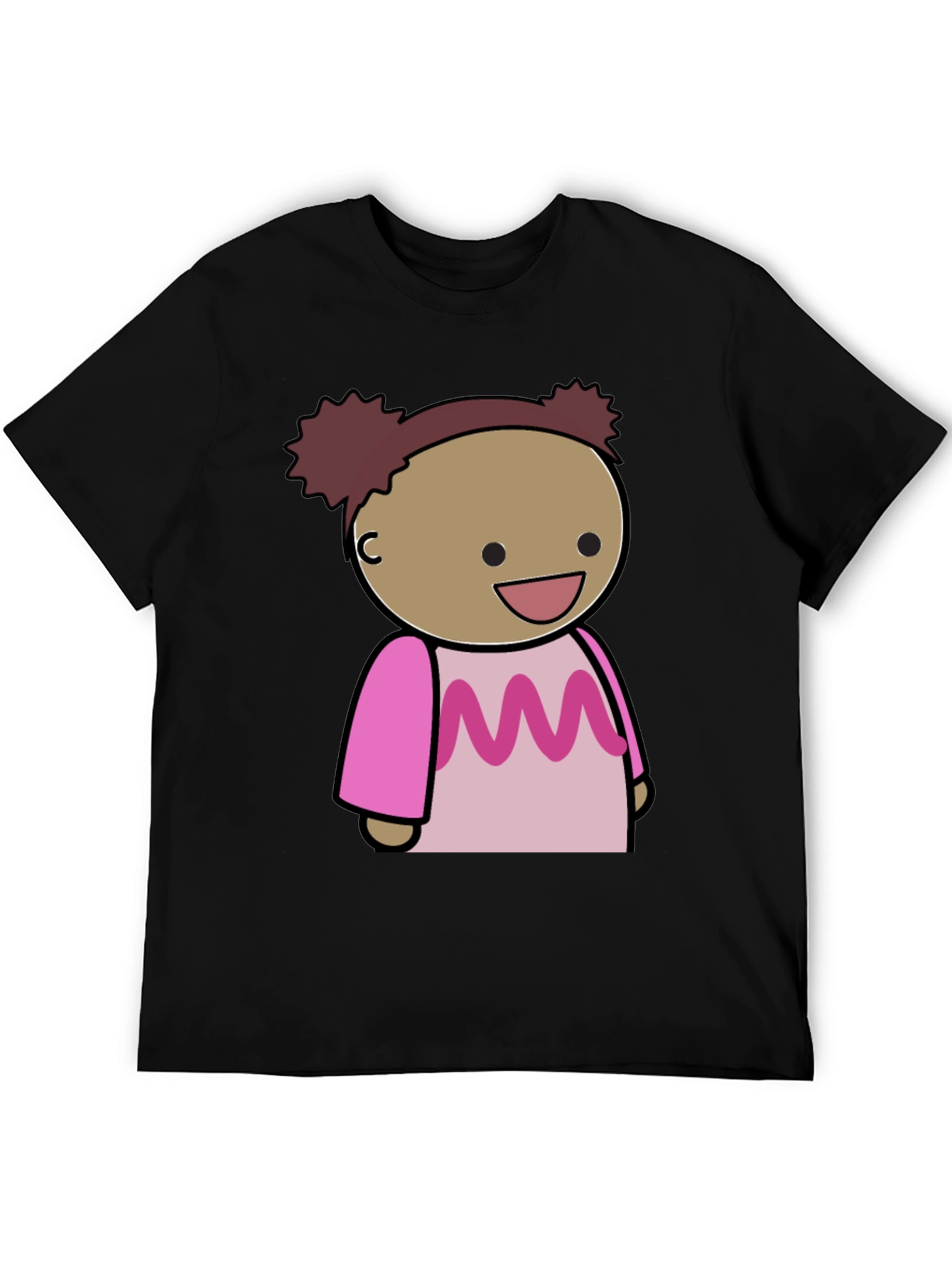 Black Cartoon Character Graphic Tee - Black Cotton Blend view 5