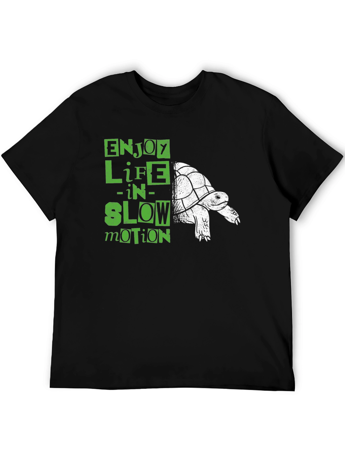 Black Enjoy Life in Slow Motion Turtle T-Shirt view 5