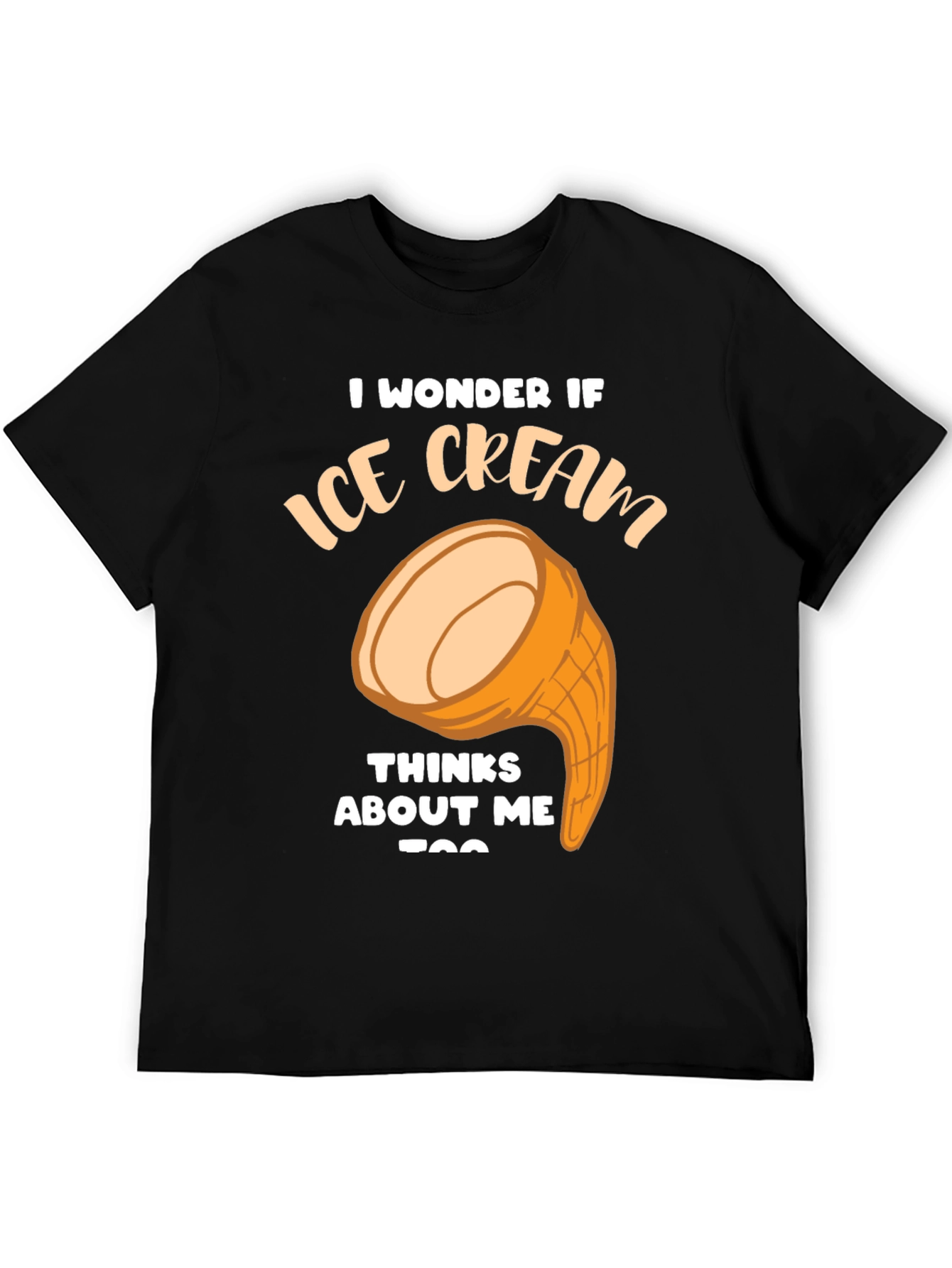 Black Ice Cream Thinks About Me Funny Graphic T-Shirt view 5