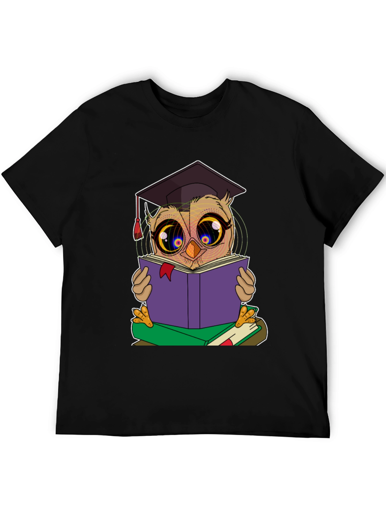 Black Owl Reading Book T-Shirt view 5