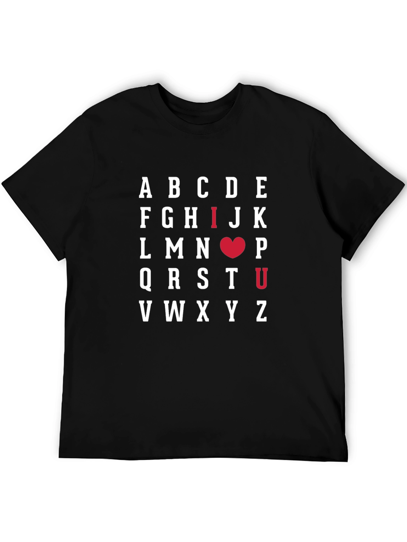 Black I Heart U Alphabet Shirt - Black Cotton Tee view 5