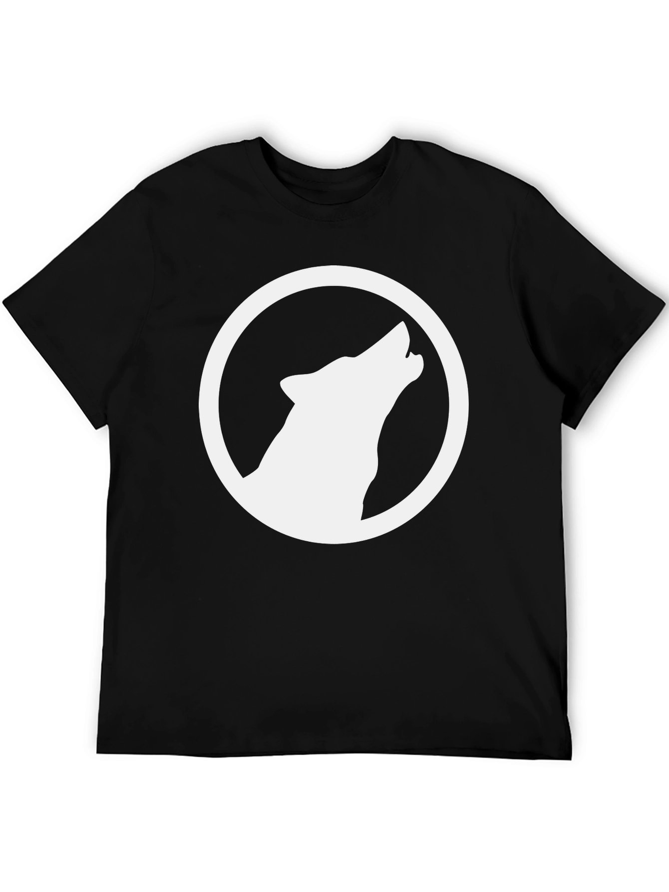 Black Wolf Circle Graphic T-Shirt - Black Cotton Tee view 5
