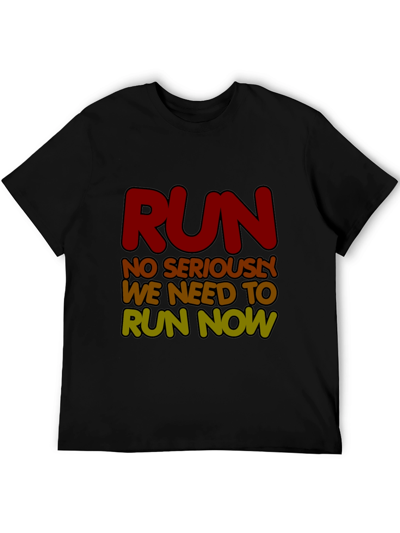 Black Run Now Graphic Tee - Funny Running Shirt view 5