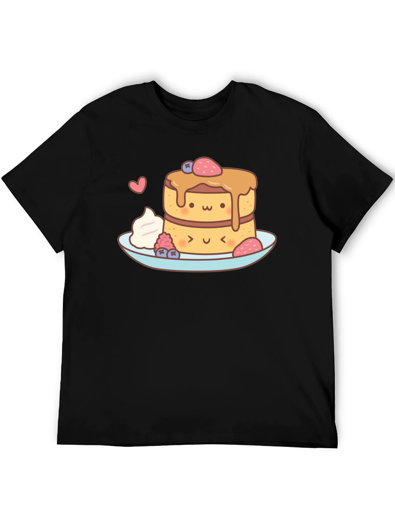 Black Kawaii Pancakes Graphic Tee - Sweet Treat Shirt view 5