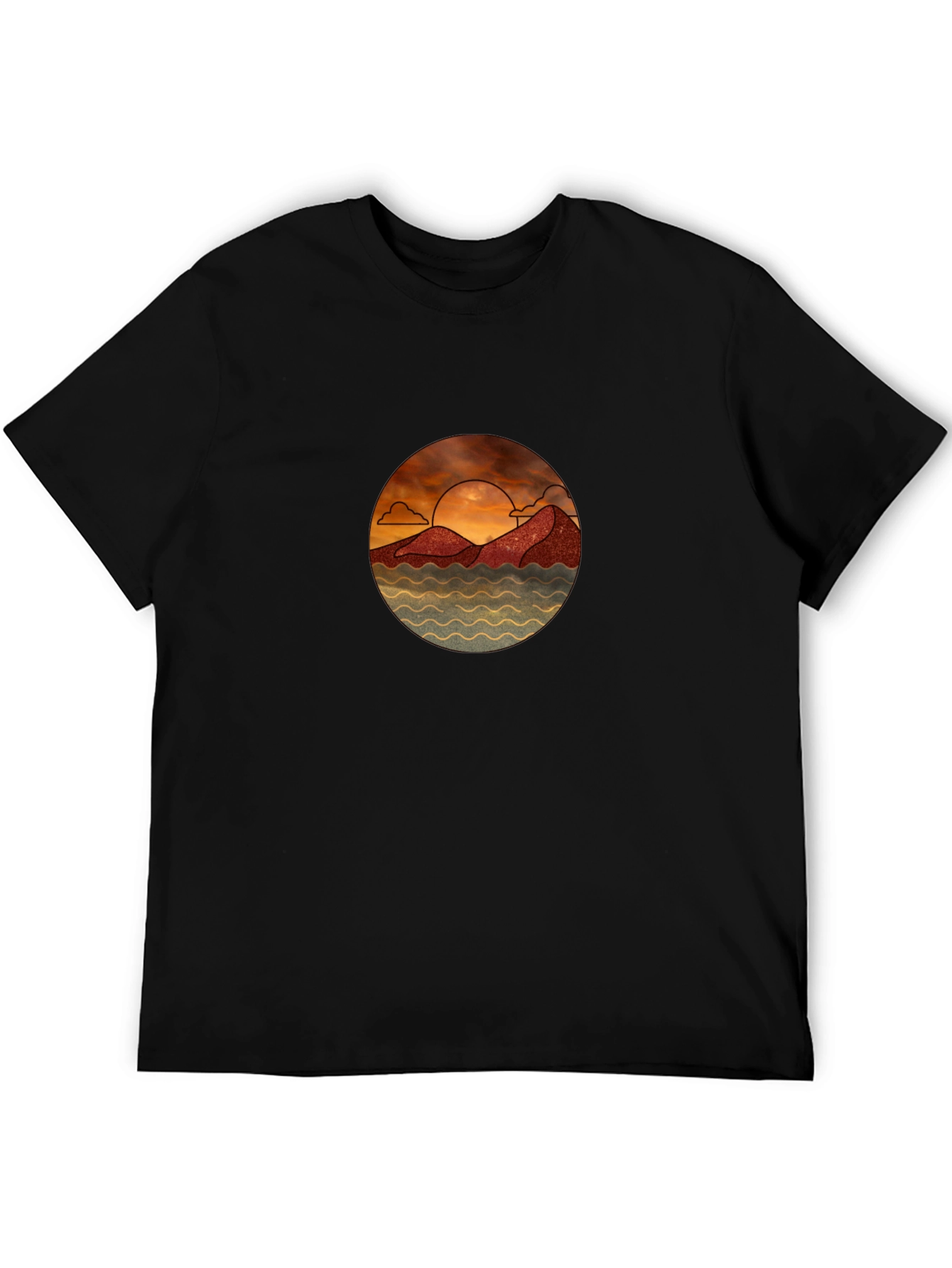 Scenic Sunset Graphic Tee - Unisex Black T-Shirt - 5