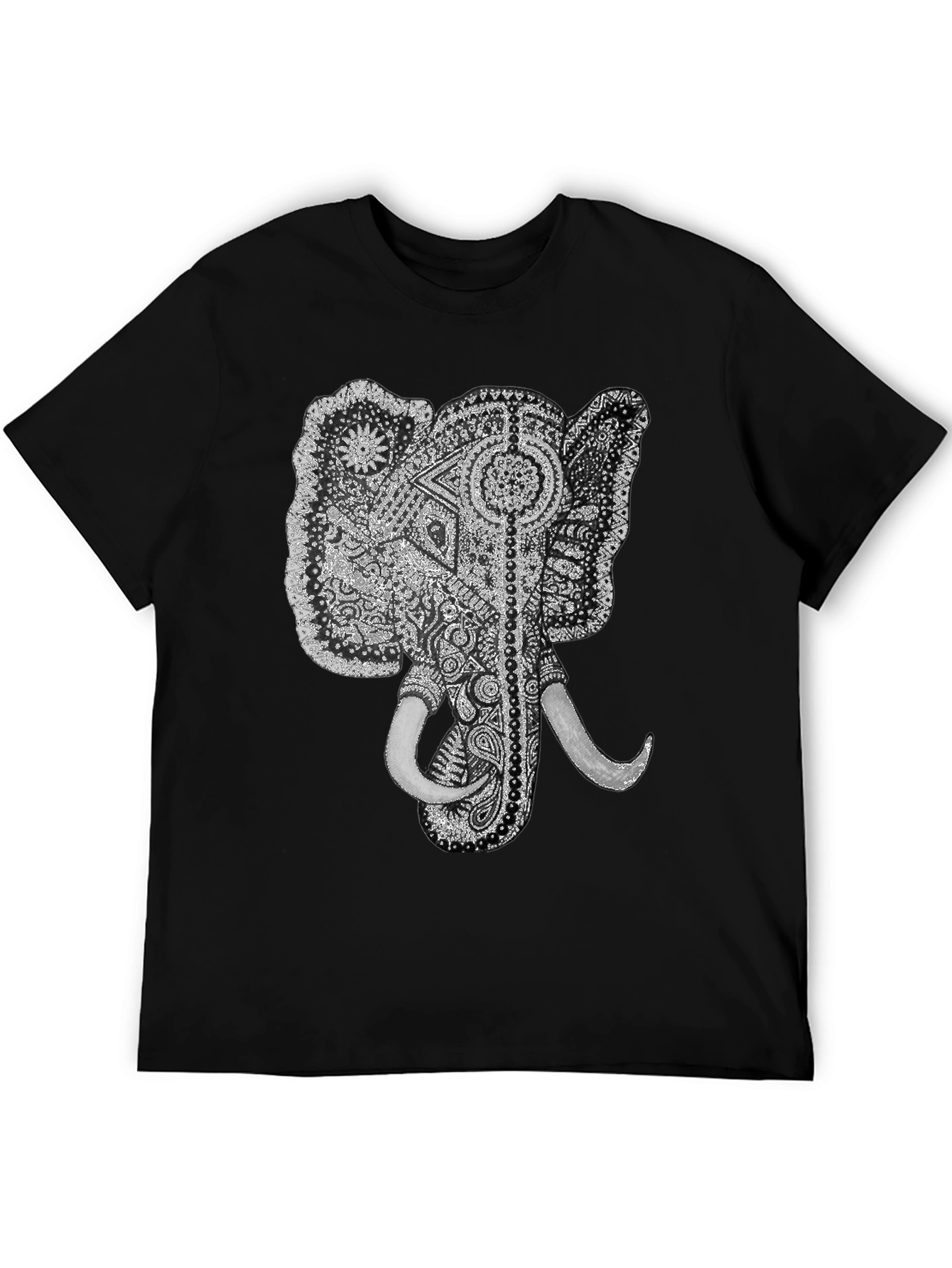 Black Elephant Graphic Tee - Black Cotton T-Shirt view 5