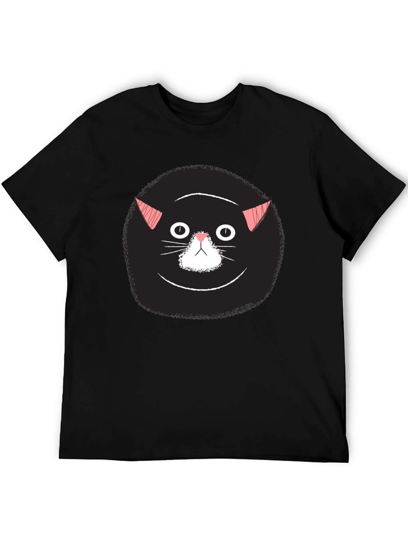 Black Funny Black Cat Face Graphic T-Shirt view 5