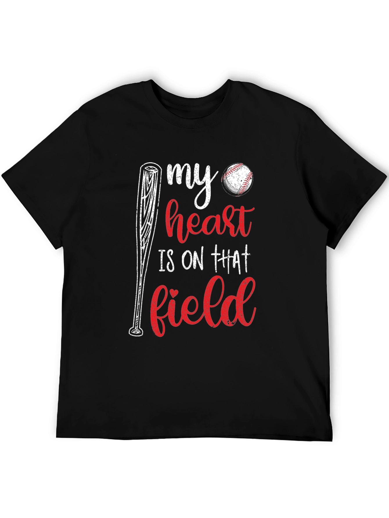 Black Baseball Heart T-Shirt view 5