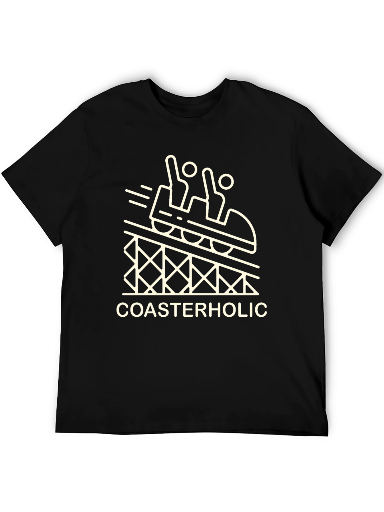 Black Coasterholic Black T-Shirt - Thrill Ride Design view 5