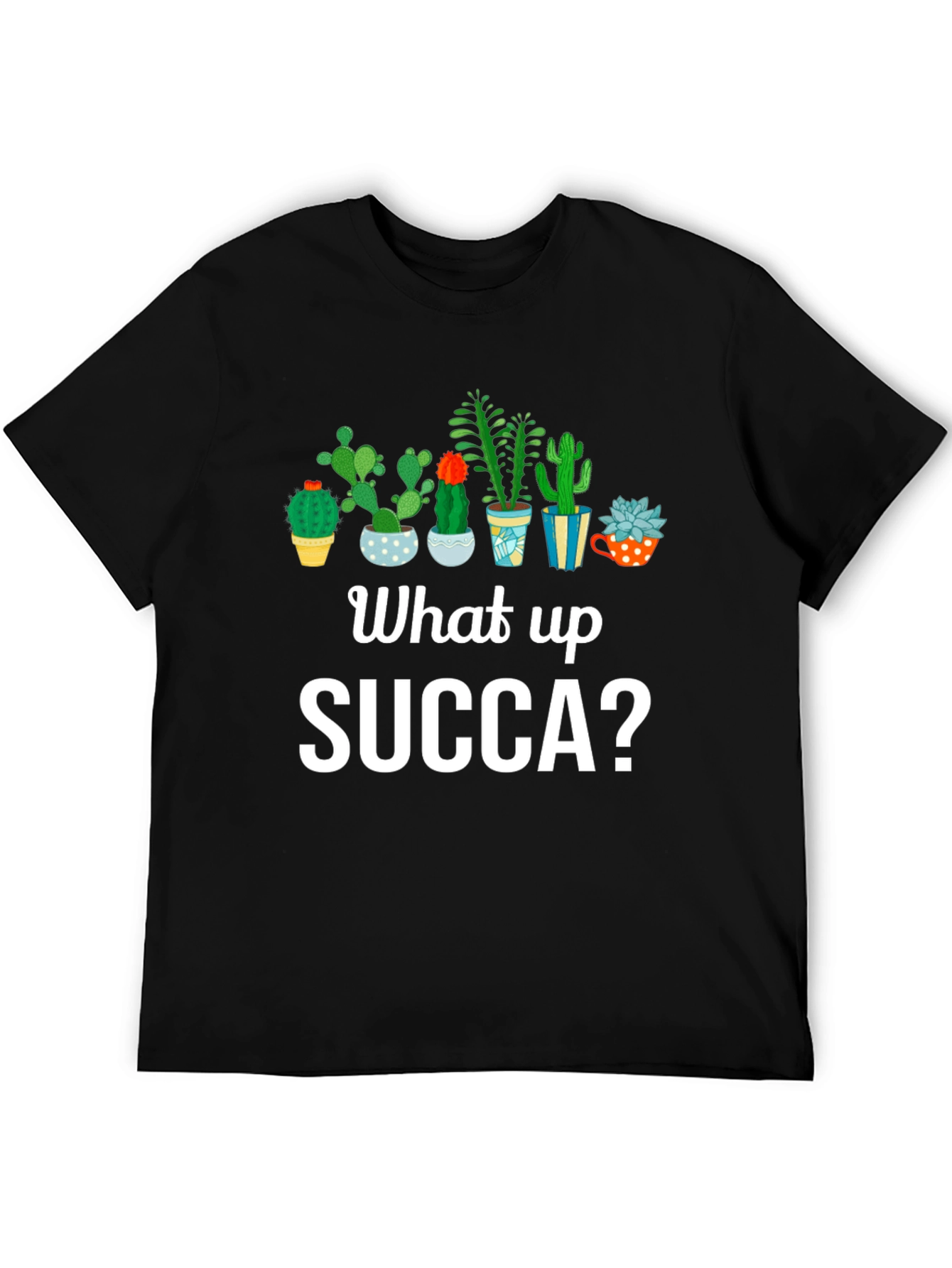 Black What up SUCCA? Cactus Graphic T-Shirt view 5