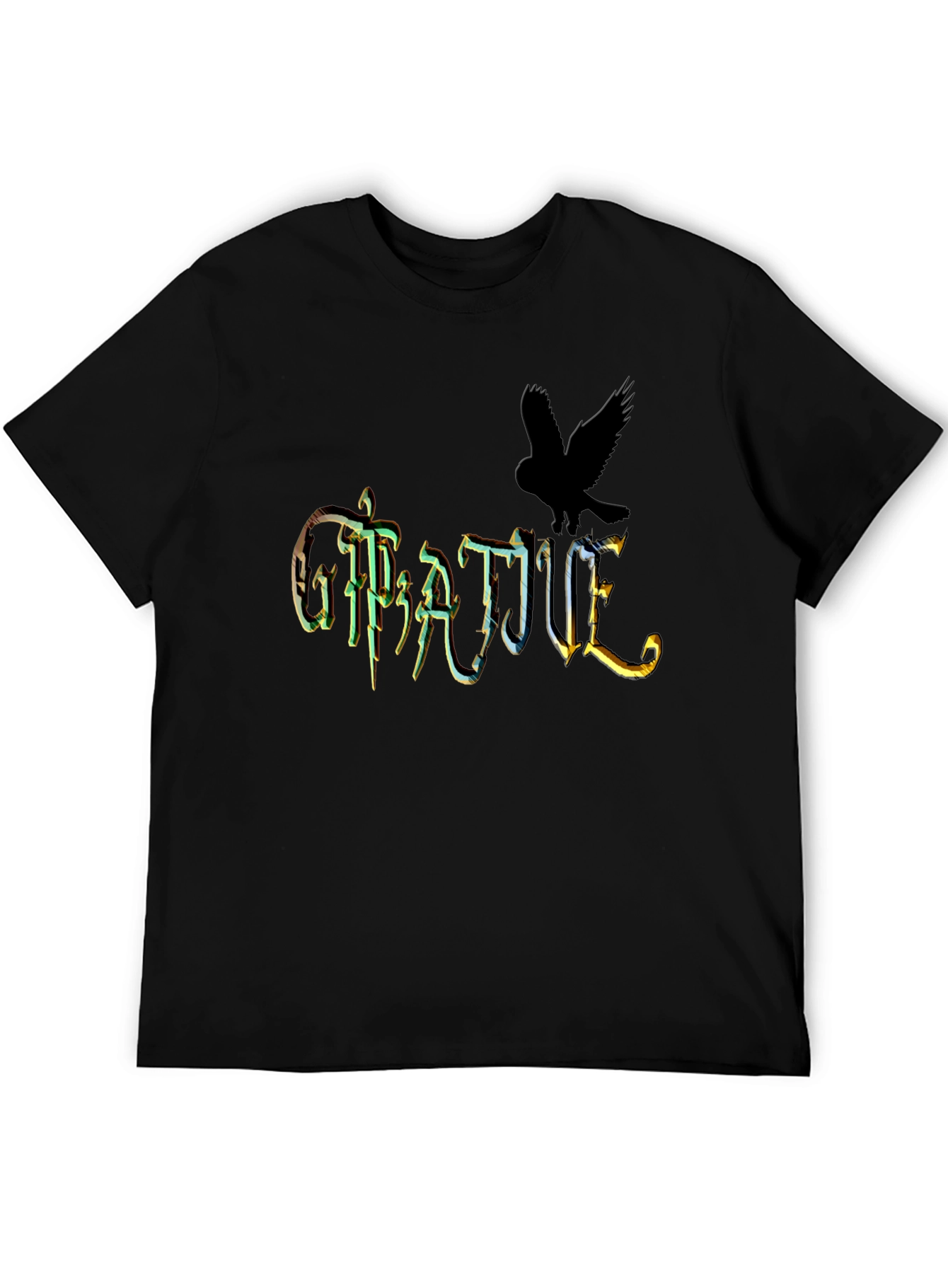 Black Gratitude Raven Graphic Tee - Unisex view 5