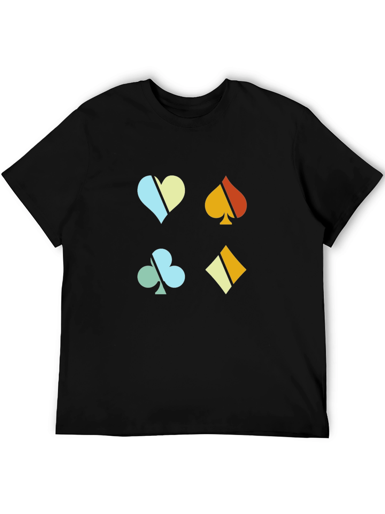 Black Retro Card Suits T-Shirt - Modern Design view 5