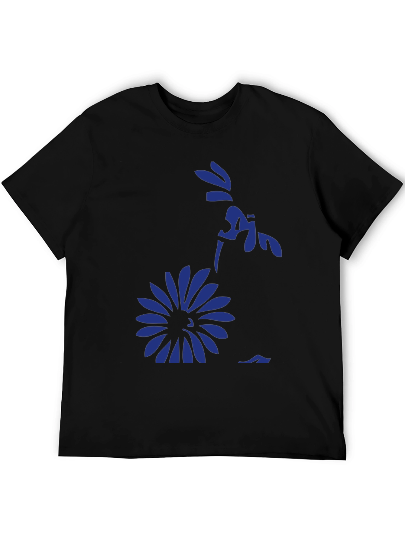 Black Black Graphic Tee - Floral Silhouette Design view 5
