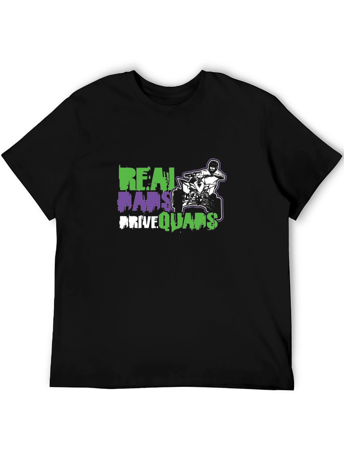 Black Real Dads Drive Quads Black T-Shirt view 5