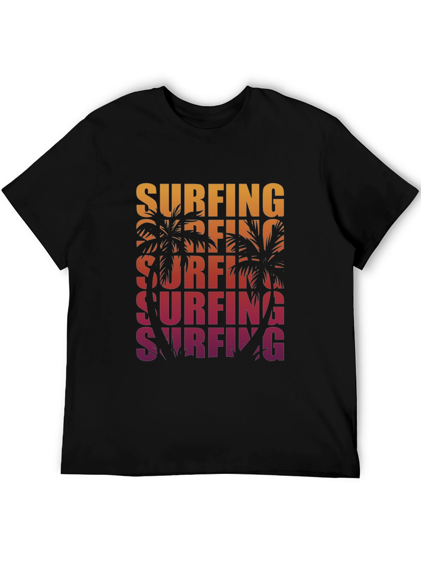 Black Surfing Palm Tree Graphic Tee - Retro Style view 5