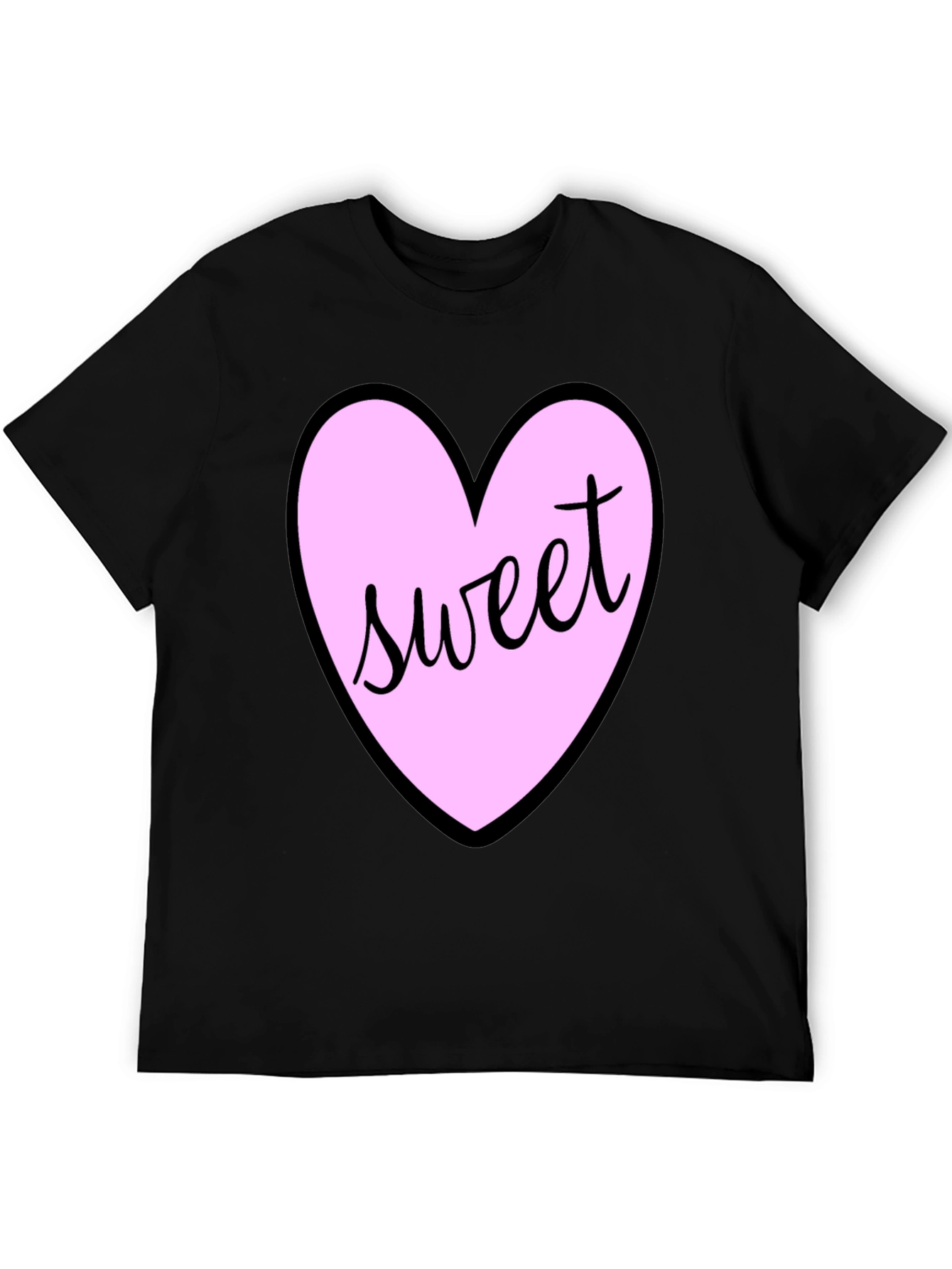 Black Sweet Heart T-Shirt - Black Cotton Valentine's Day Tee view 5