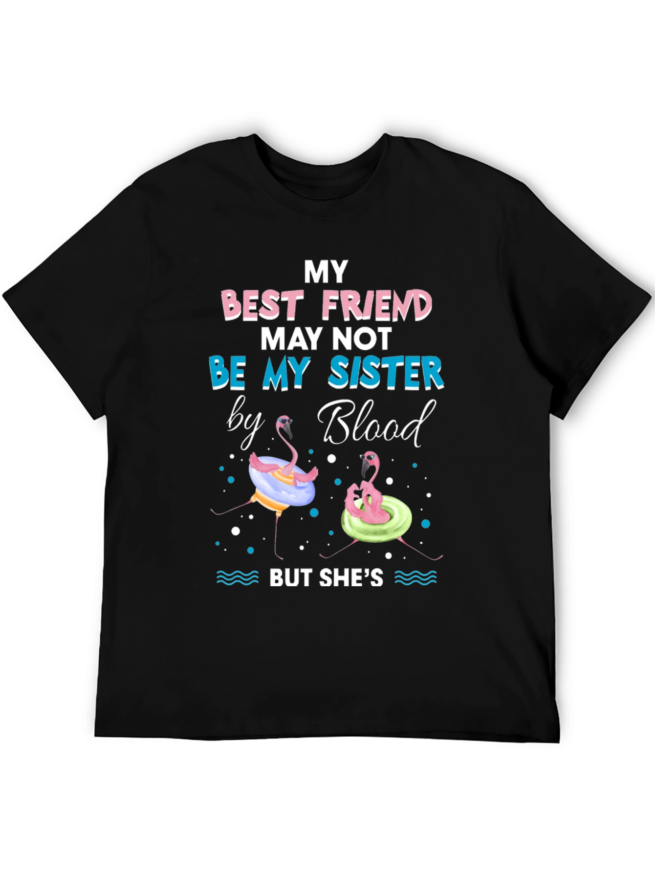 Black Best Friend Sister Flamingo Graphic Tee view 5