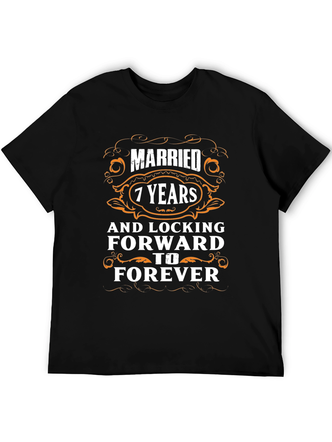Black Married 7 Years & Locking Forward To Forever T-Shirt view 5