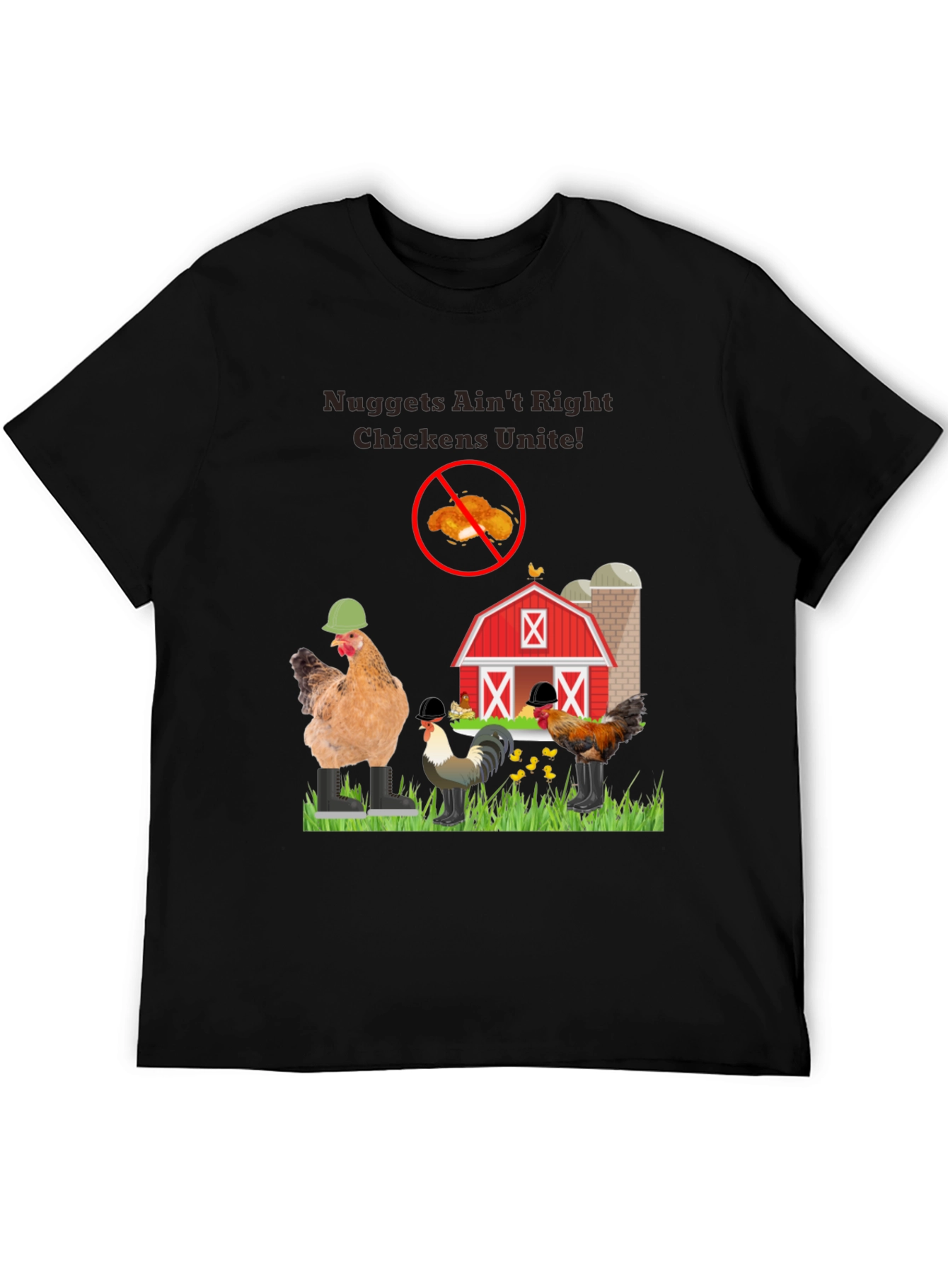 Black Nuggets Ain't Right Chickens Unite! T-Shirt view 5