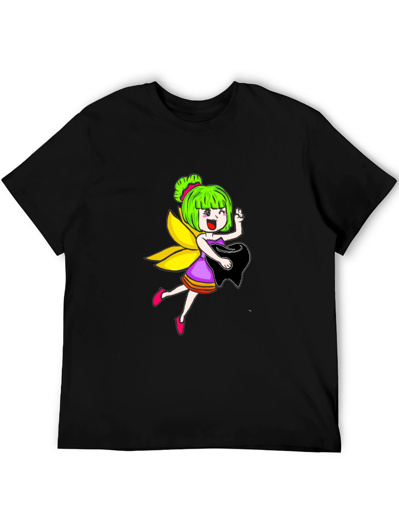 Black Fairy Graphic Print Black Tee view 5