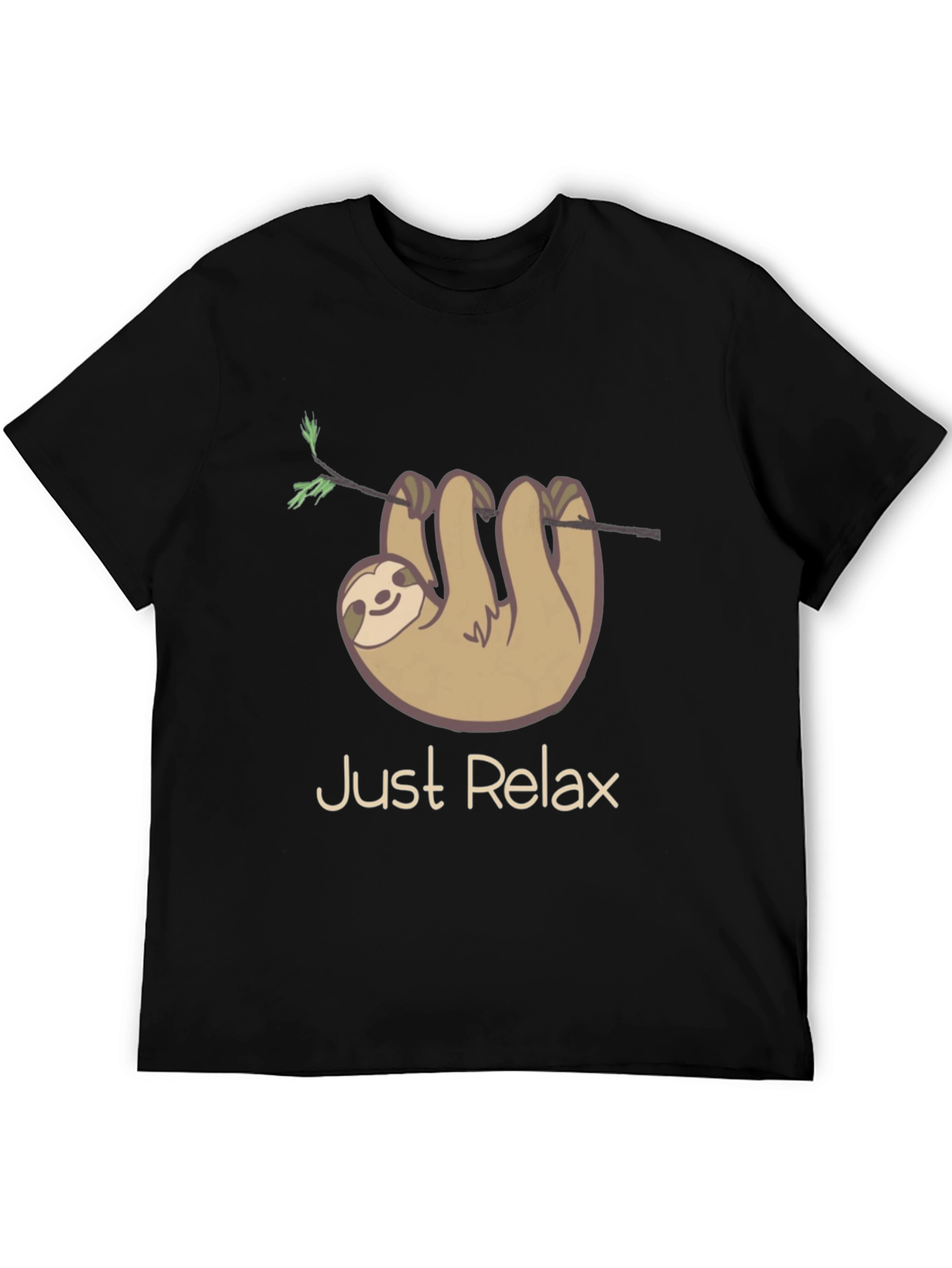 Black Just Relax Sloth Graphic Tee - Casual Comfort view 5