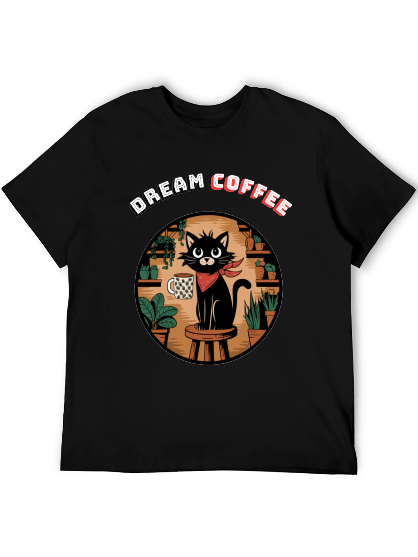 Black Dream Coffee Cat Graphic T-Shirt view 5