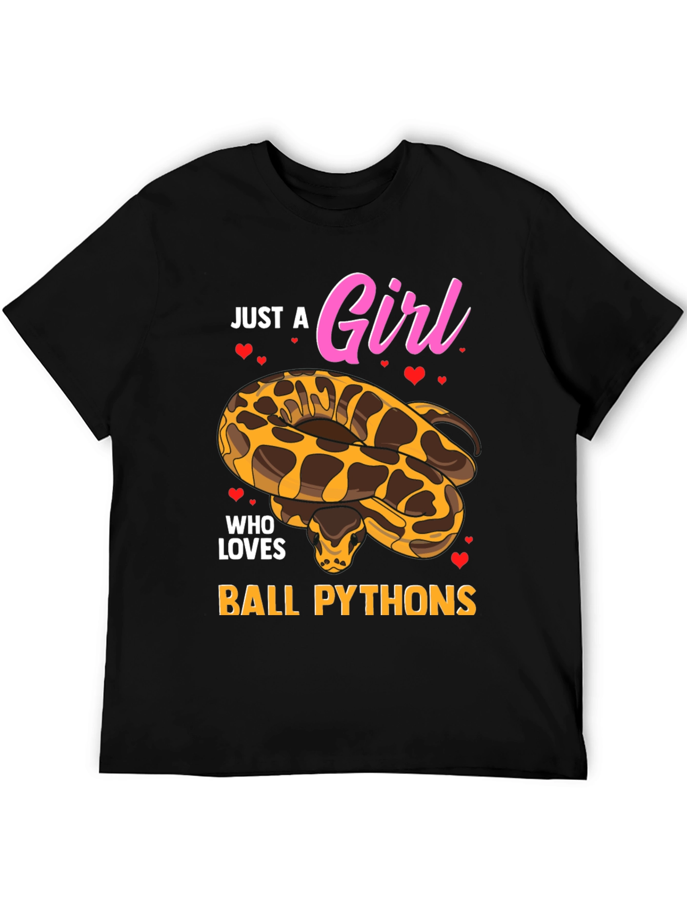 Black Just a Girl Who Loves Ball Pythons T-Shirt view 5