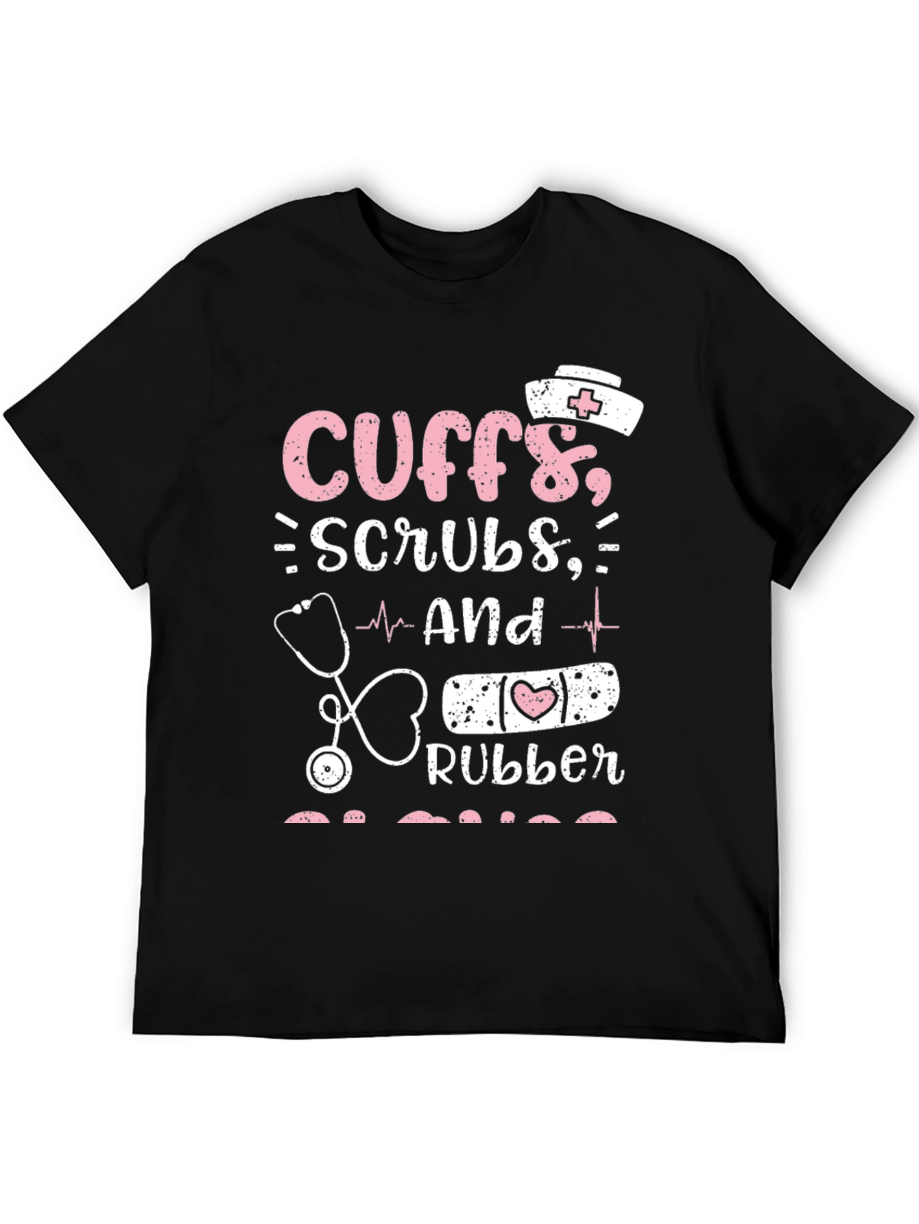 Black Cute Nurse T-Shirt - Cuffs, Scrubs & Rubber view 5