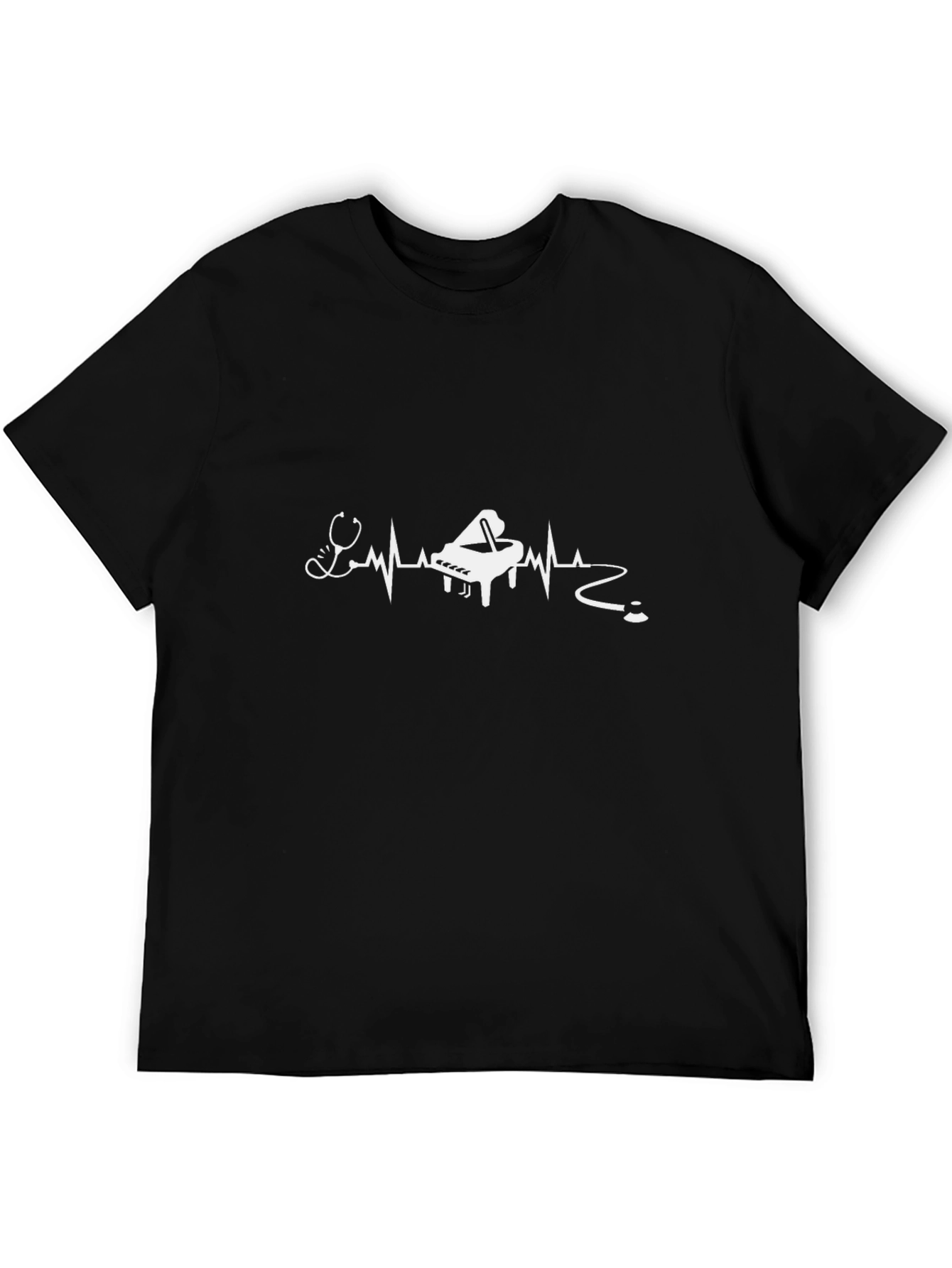 Black Piano Heartbeat T-Shirt - Music & Medicine view 5