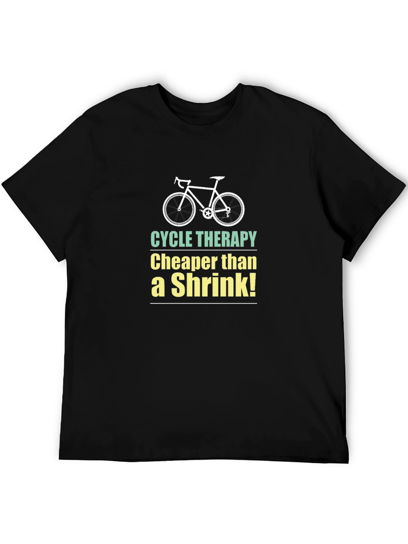 Black Cycle Therapy T-Shirt - Cheaper Than a Shrink! view 5