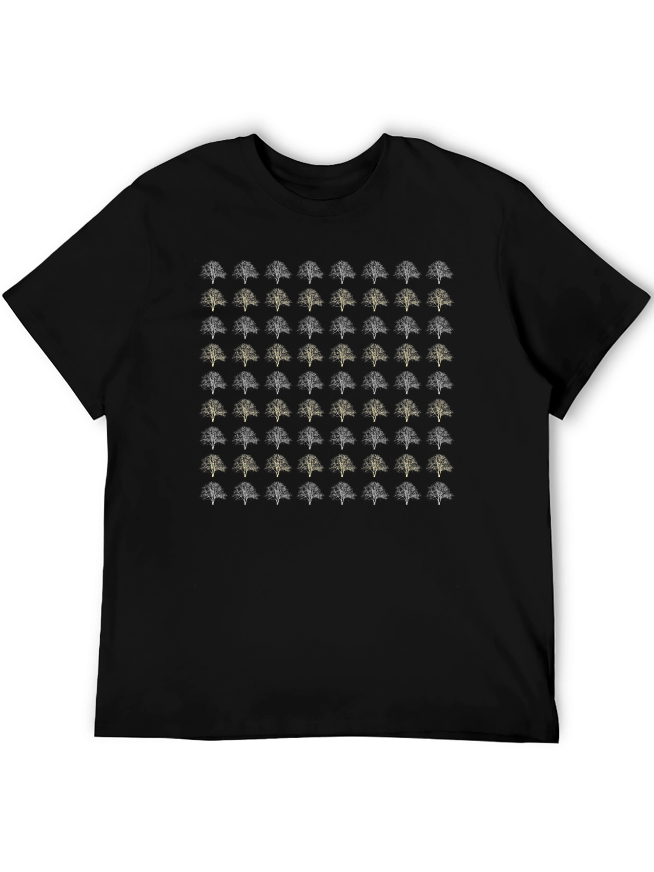 Black Tree Pattern Black T-Shirt view 5