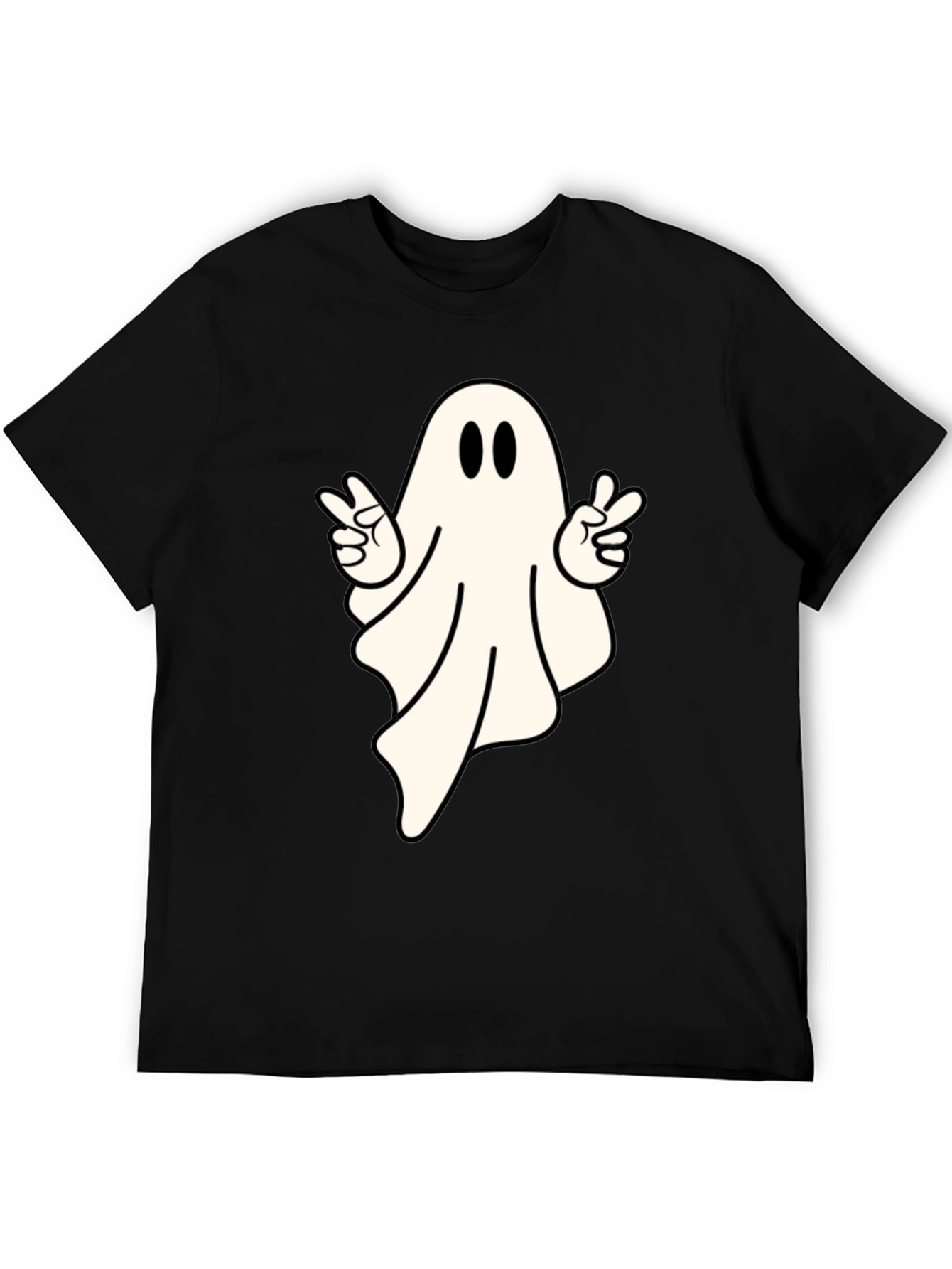 Black Cool Ghost Peace Sign T-Shirt - Spooky Season Apparel view 5