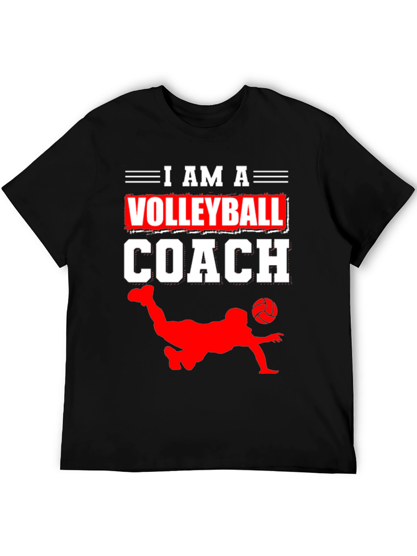 Black Volleyball Coach Graphic Tee - Black Cotton T-Shirt view 5