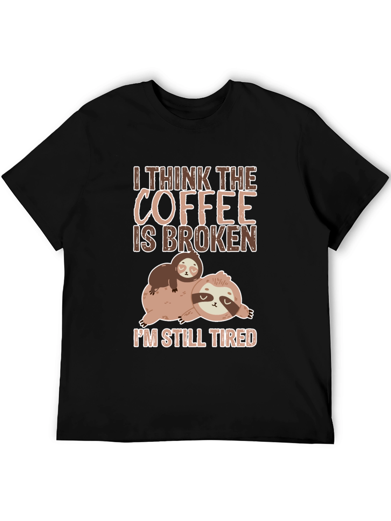 Black Funny Sloth Coffee T-Shirt view 5