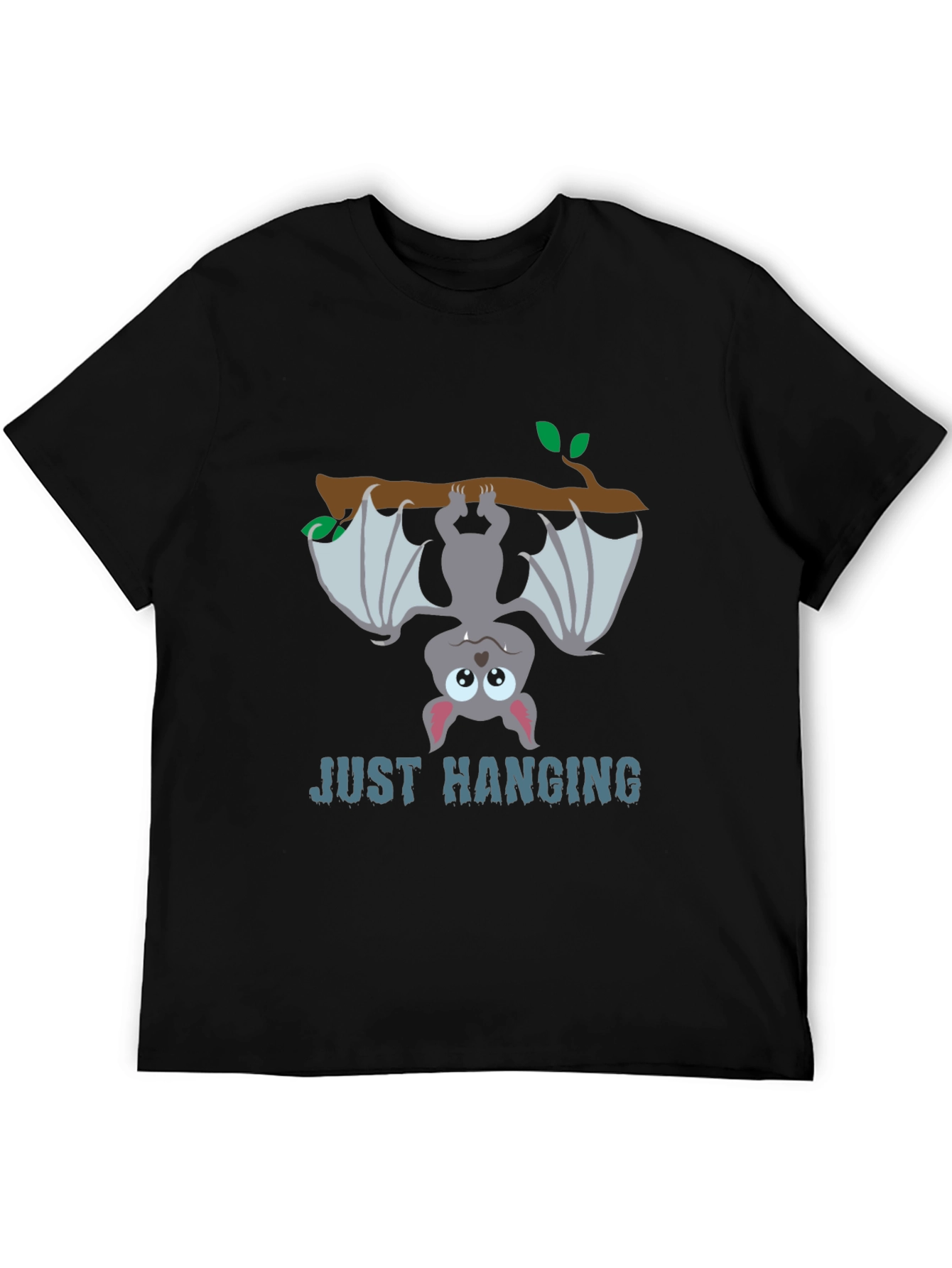 Black Just Hanging Bat Graphic Tee - Black Cotton T-Shirt view 5