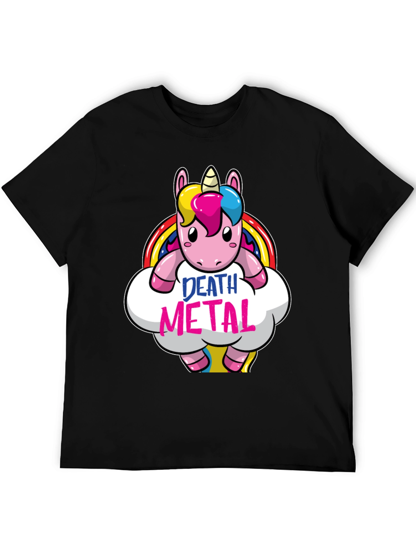 Black Death Metal Unicorn Graphic T-Shirt - Black view 5