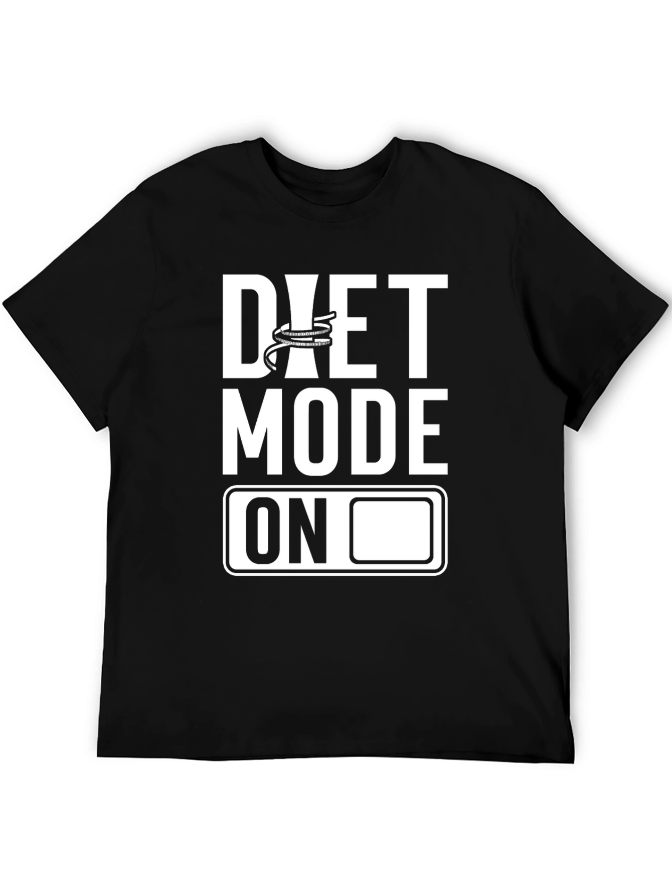 Black Diet Mode On Graphic Tee - Black Cotton T-Shirt view 5