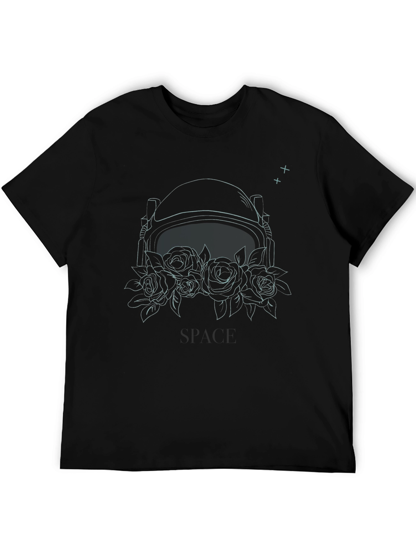 Black Space Helmet Floral Graphic Tee - Black view 5