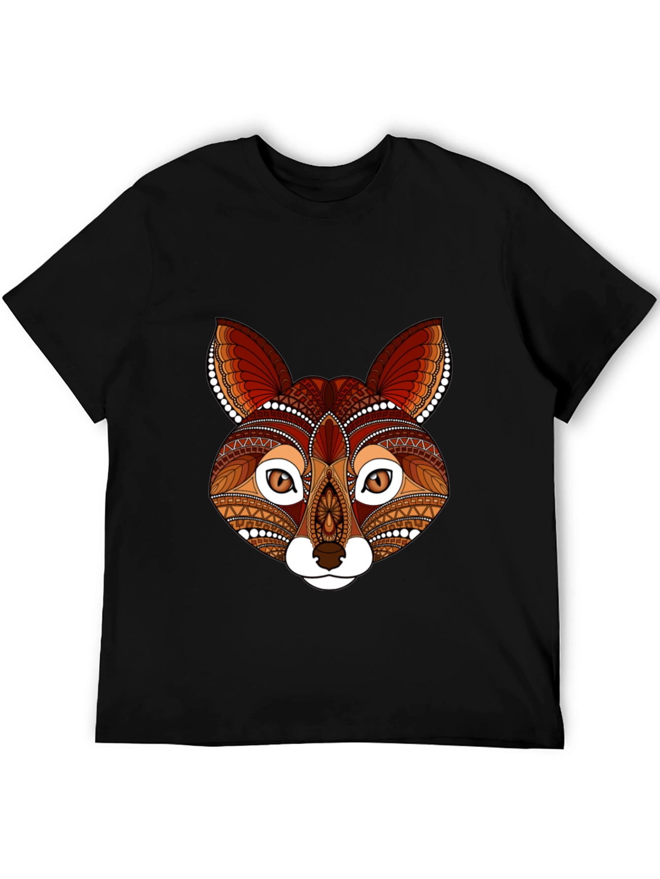 Black Fox Head Graphic Print T-Shirt view 5