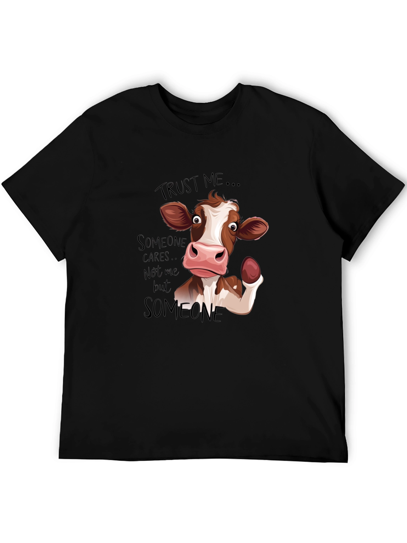 Black Trust Me, Someone Cares Cow Graphic Tee view 5