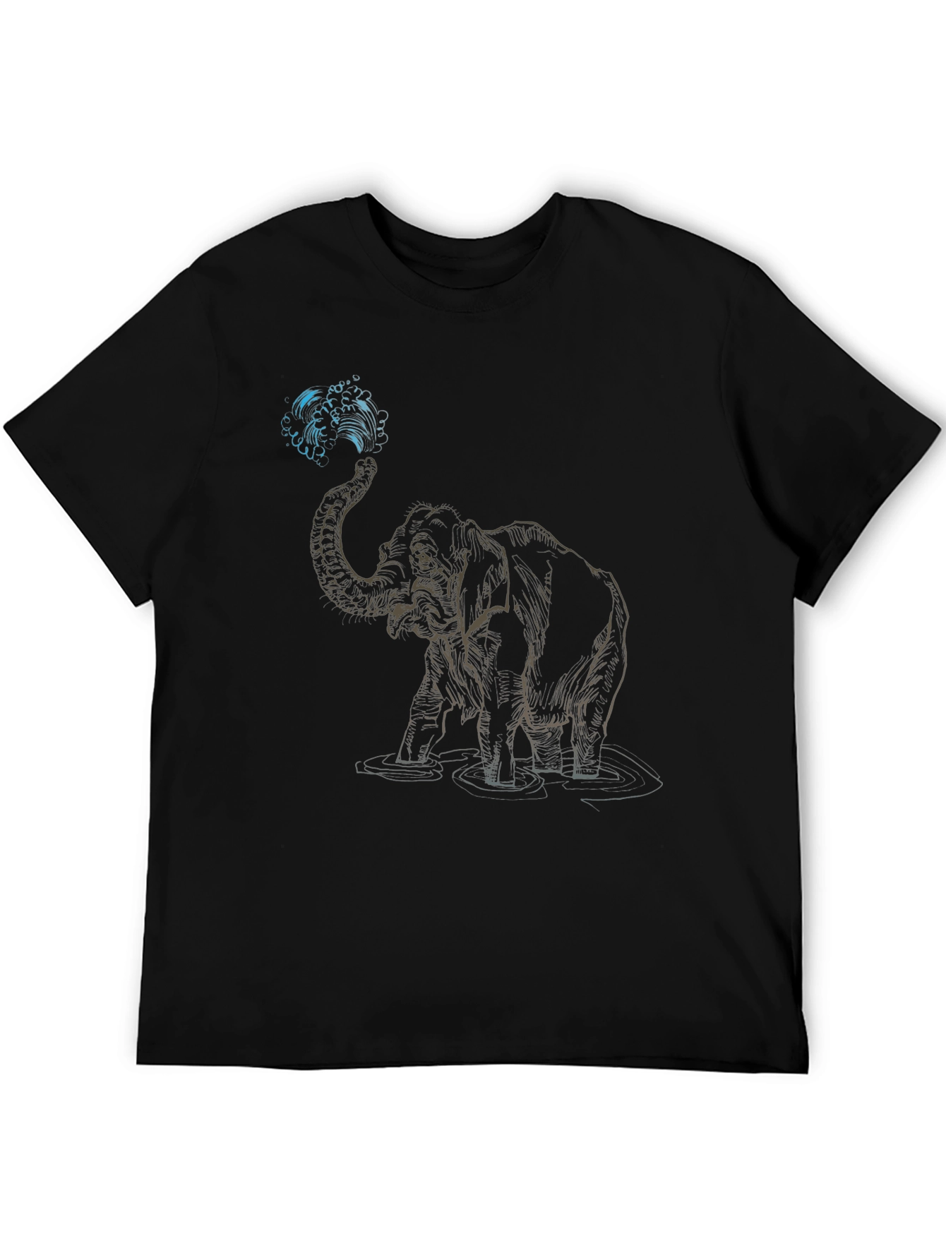 Black Elephant Water Art Graphic T-Shirt view 5