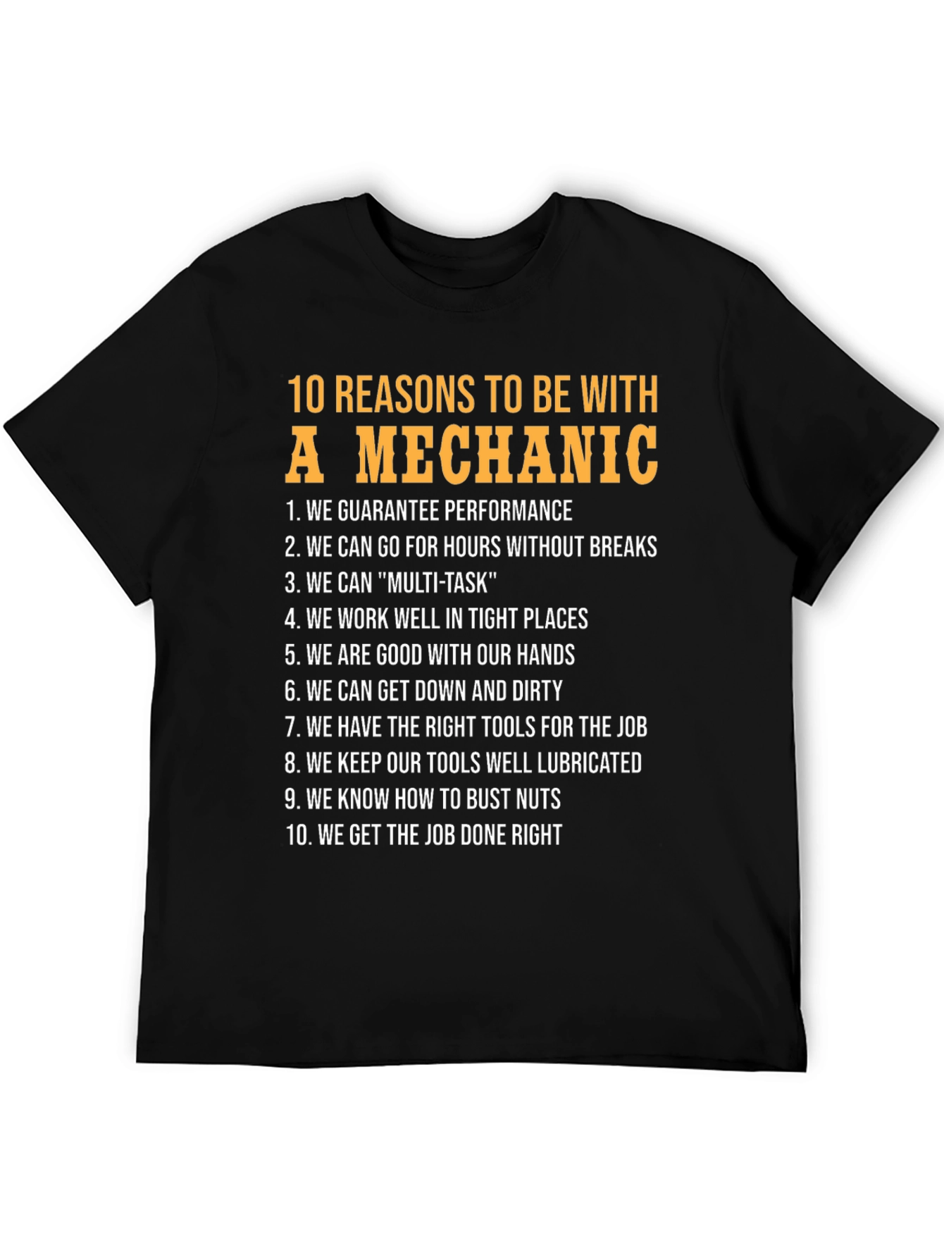 Black 10 Reasons To Be With A Mechanic T-Shirt view 5