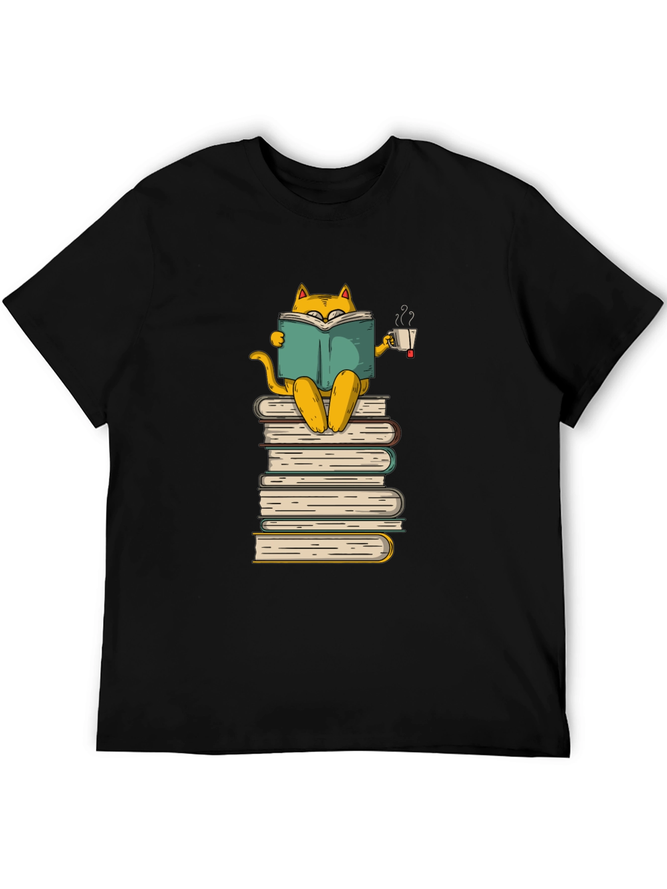 Black Bookish Cat T-Shirt: Cozy Reader view 5