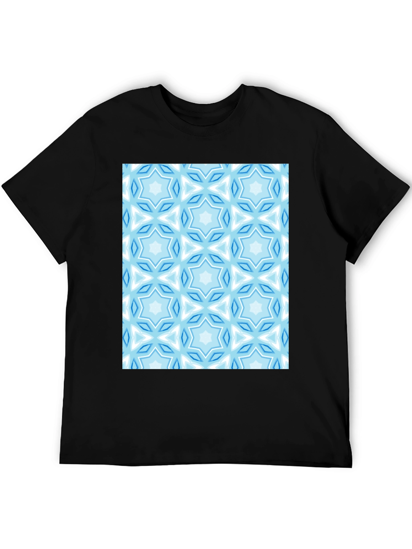 Black Blue Star Pattern T-Shirt view 5