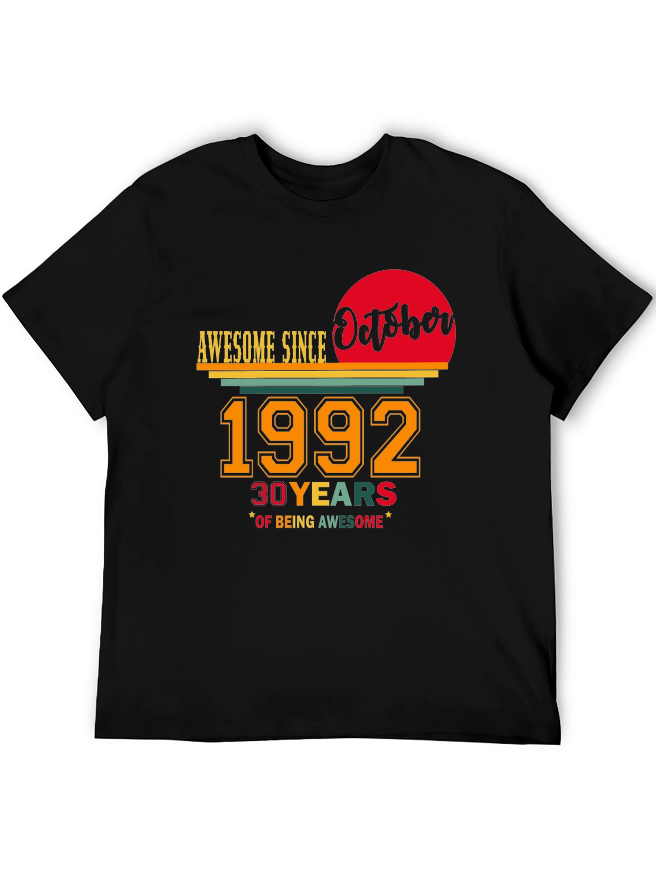 Black Awesome Since October 1992 - 30th Birthday T-Shirt view 5