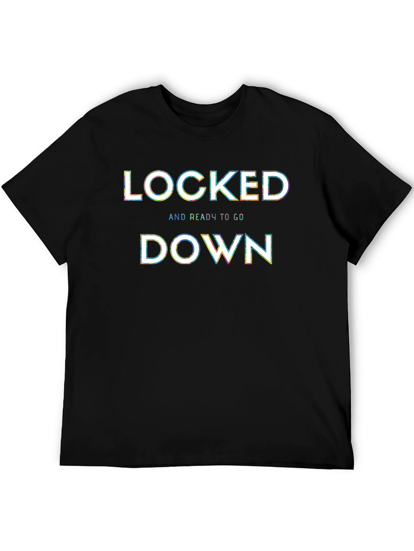 Black Locked Down Graphic Tee - Black Cotton Blend view 5