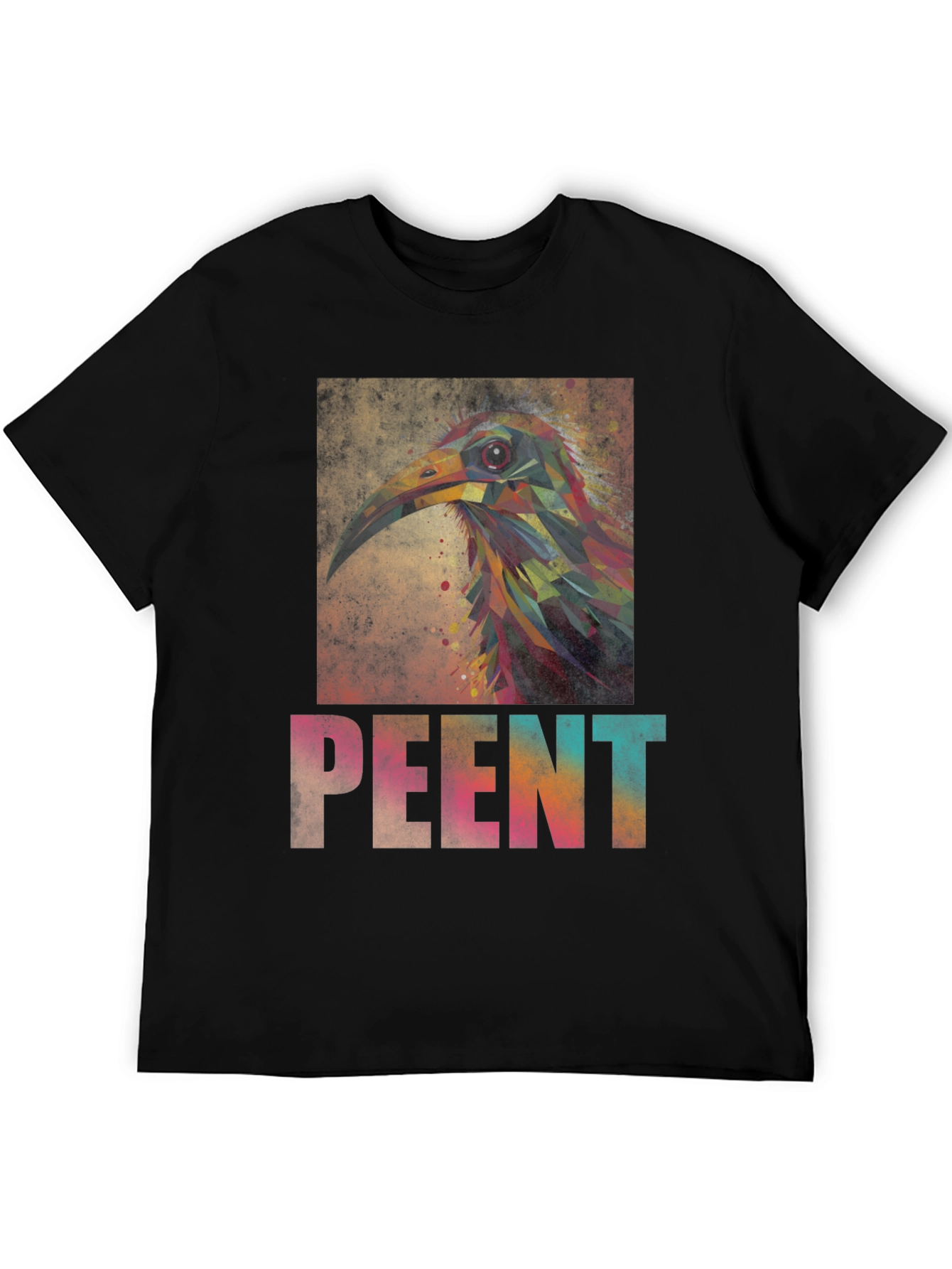Black Abstract Bird Art Tee - Unique Graphic T-Shirt view 5