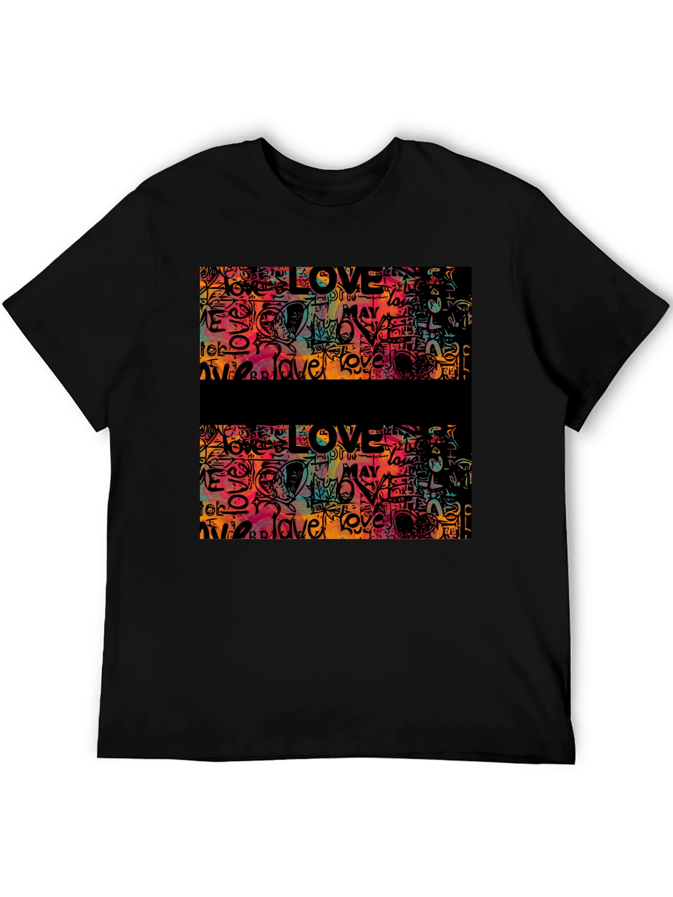Black Love Graffiti Graphic Tee - Men's Black T-Shirt view 5