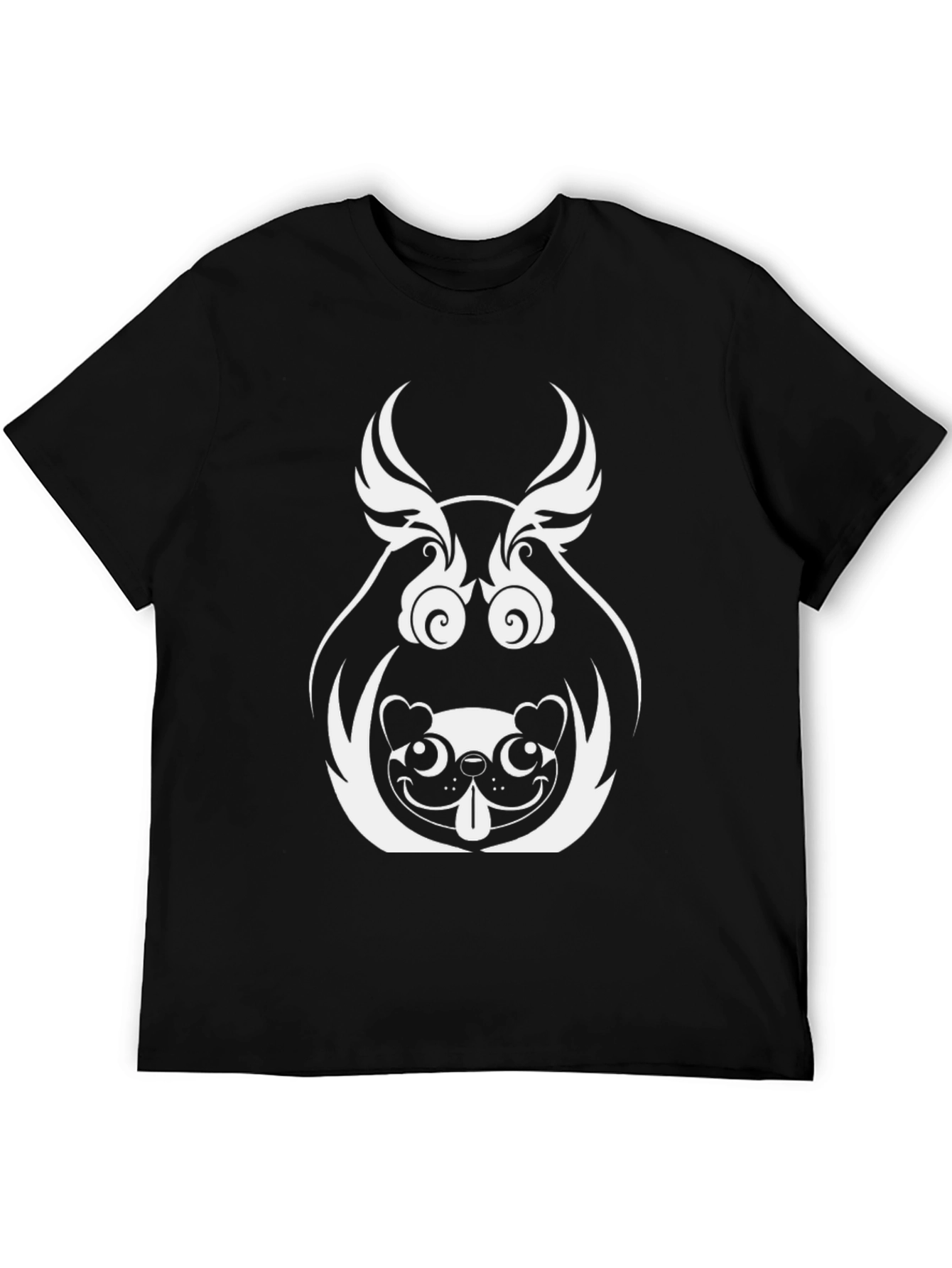 Black Unique Graphic Tee - Pug Dog Design Black view 5